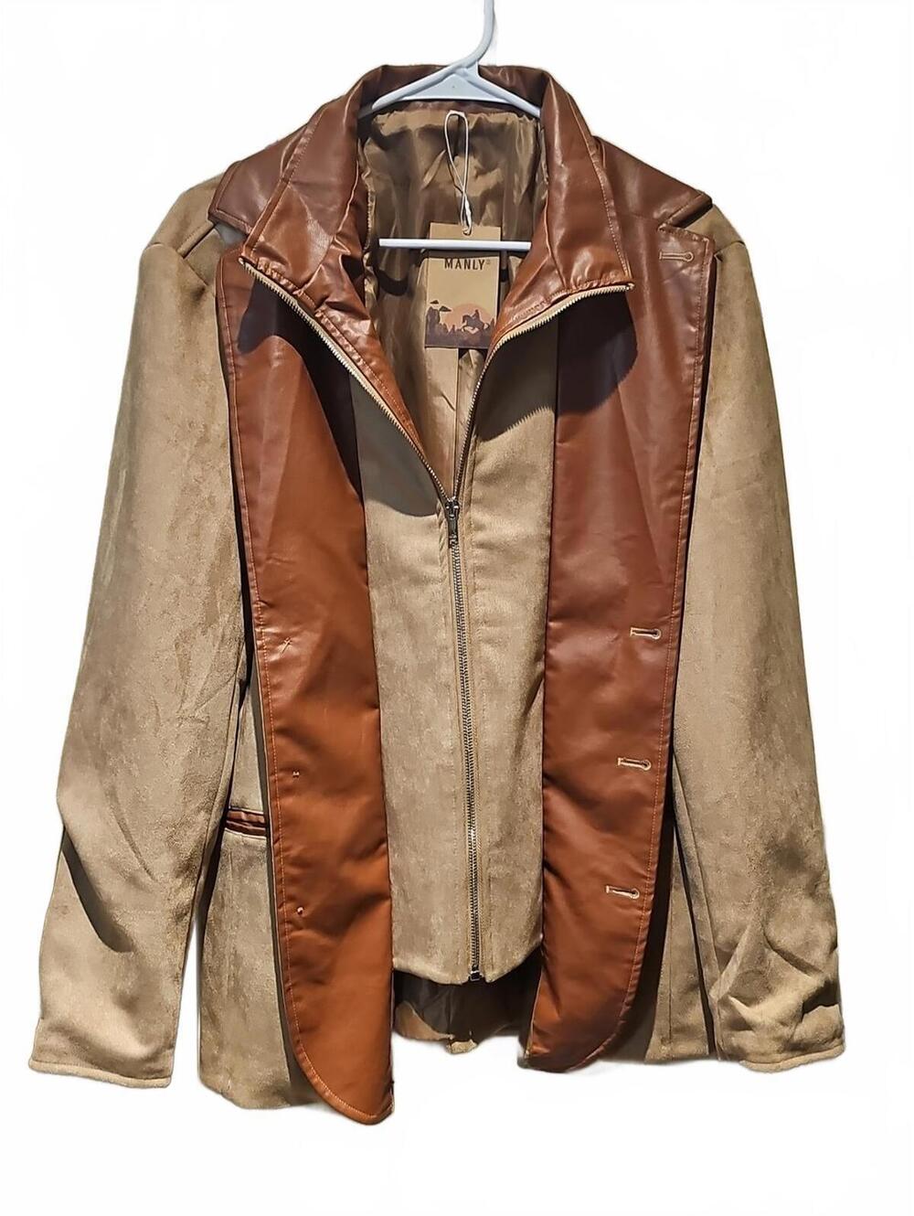 Manly Men’s Autumn Vintage Faux Leather Retro Large 70s 80s Size Medium NWT